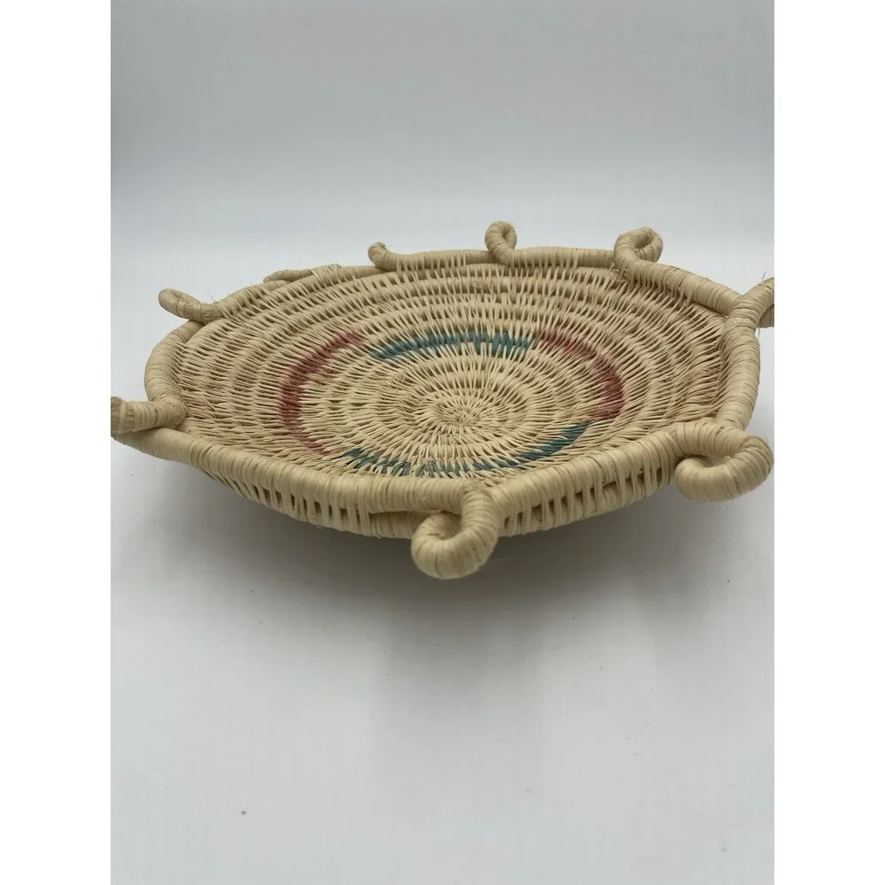 Vintage Handwoven Coiled Basket Twisted Loop Rim‎ 10